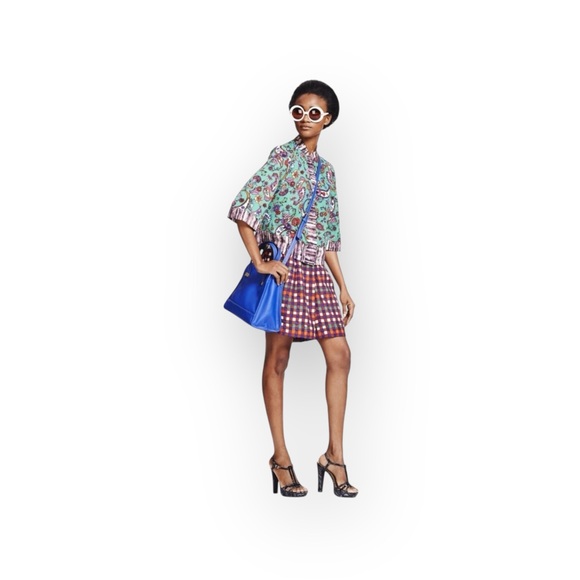 Duro Olowu 𑁍 Window Pane Print Plaid Shorts 𑁍 Wild Red Multicolor 𑁍 XS S 4 𑁍 - Picture 15 of 16